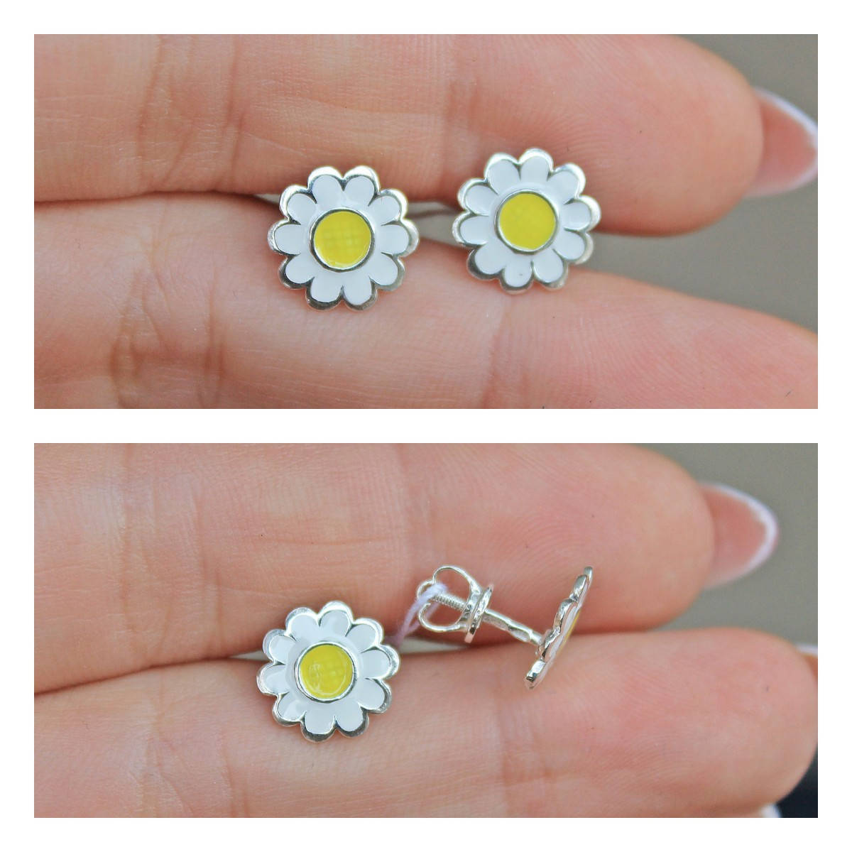 

Серебряные пусеты Цветочек