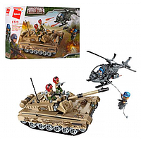 

Игрушка КОНСТРУКТОР QMAN 1729 танк, вертолет, фигурки, 712 деталей, в коробке,