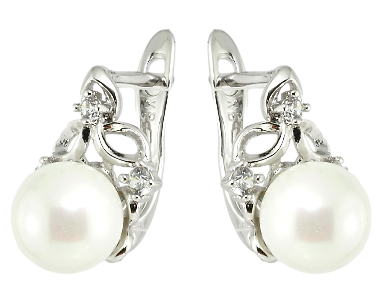 

Серьги Xuping Родий английский замок "Трилистник с жемчужиной"