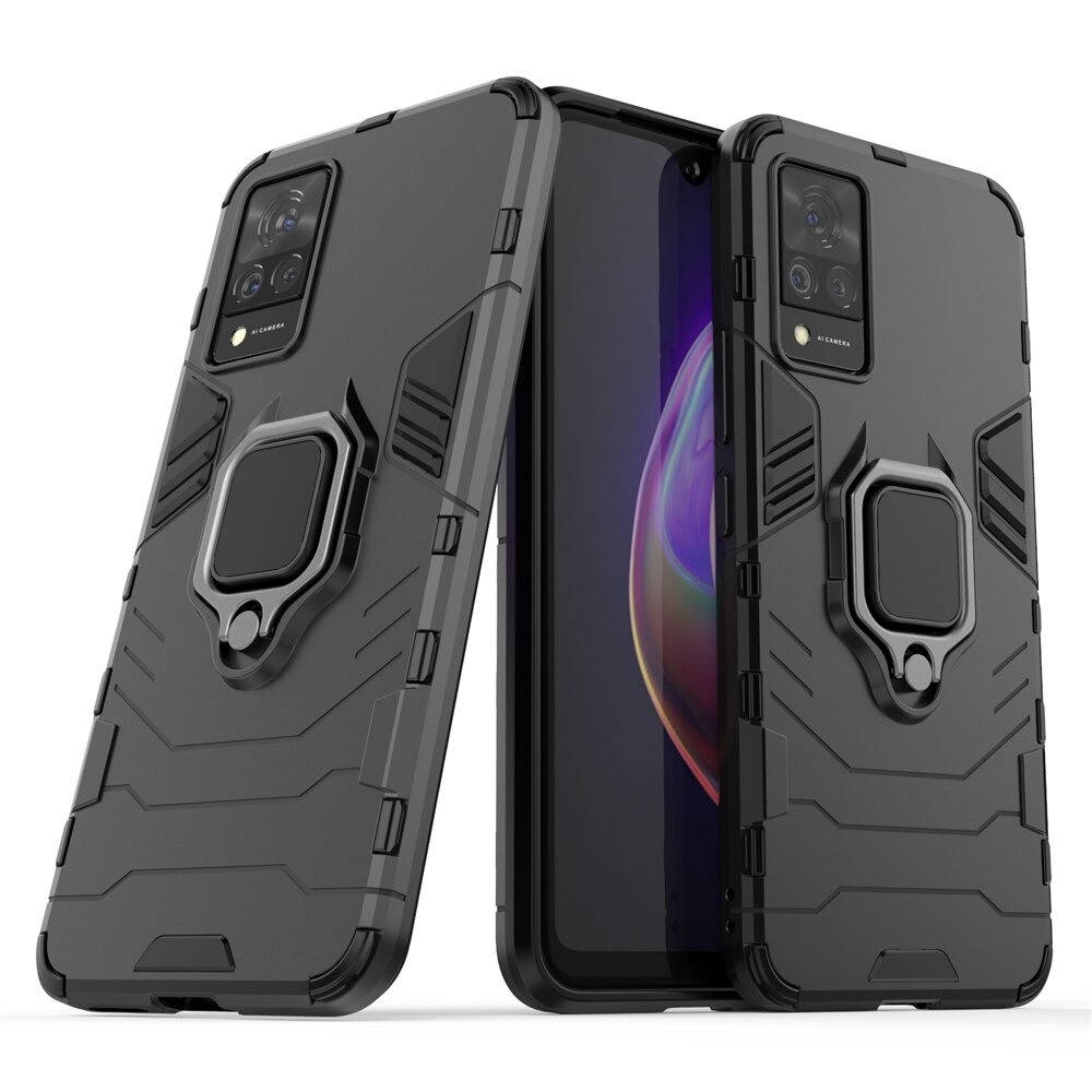 

Чехол Fiji Ring для Vivo V21 бронированный бампер с кольцом черный