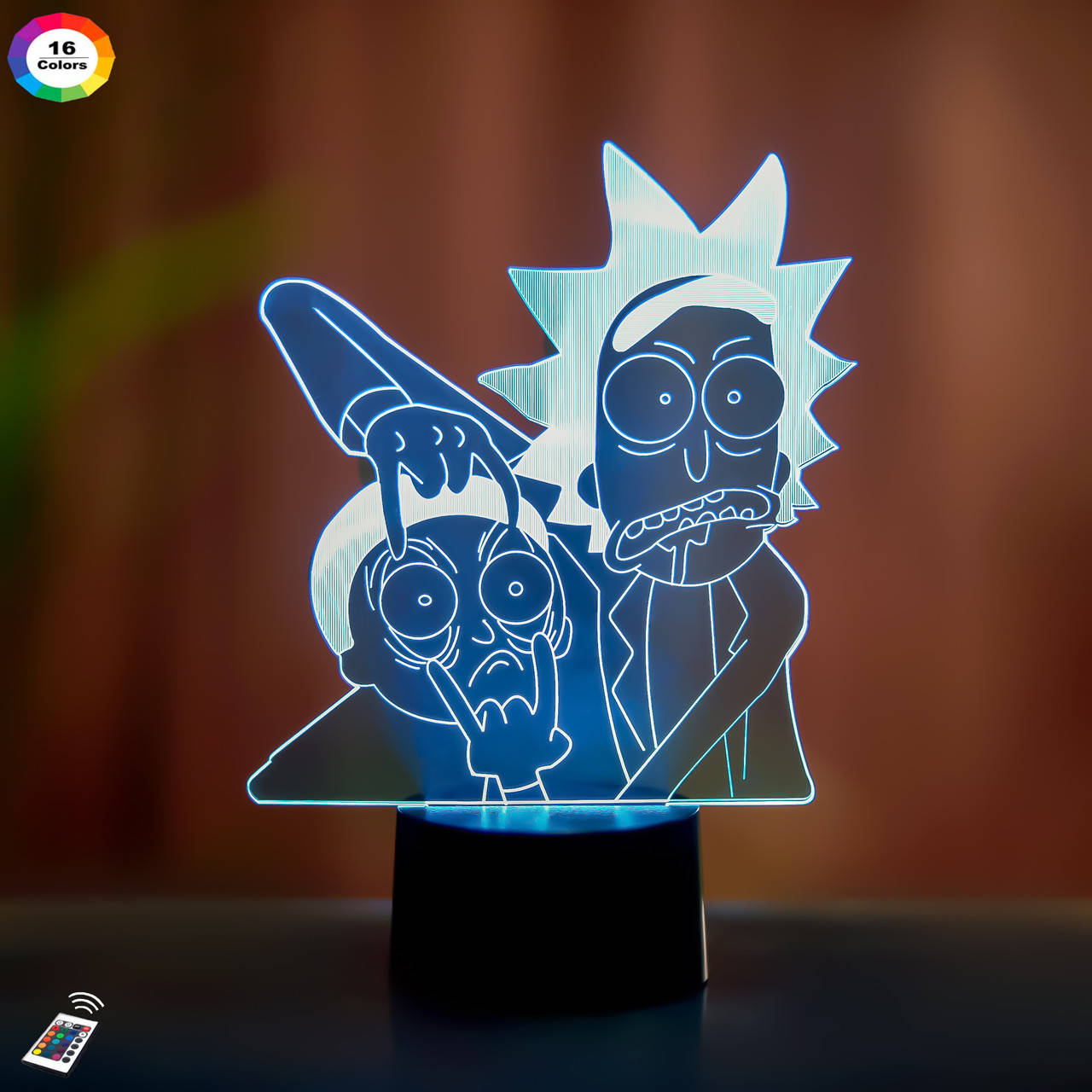 

3D ночник "Рик и Морти" (УВЕЛИЧЕННОЕ ИЗОБРАЖЕНИЕ) + пульт ДУ + сетевой адаптер+ батарейки (3ААА) 3DTOYSLAMP