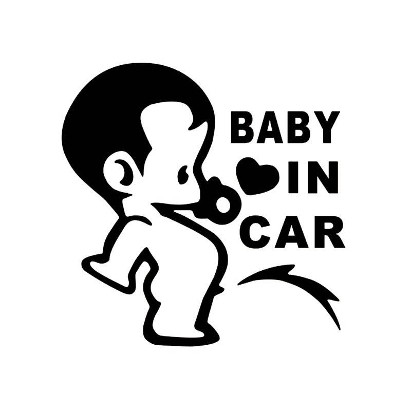 

Наклейки на автомобиль - Ребенок в машине - черные, Белый