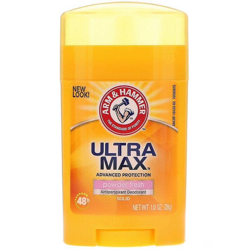 

Arm & Hammer, UltraMax, твердый дезодорант-антипреспирант, для женщин, порошковый и свежий, 28 г