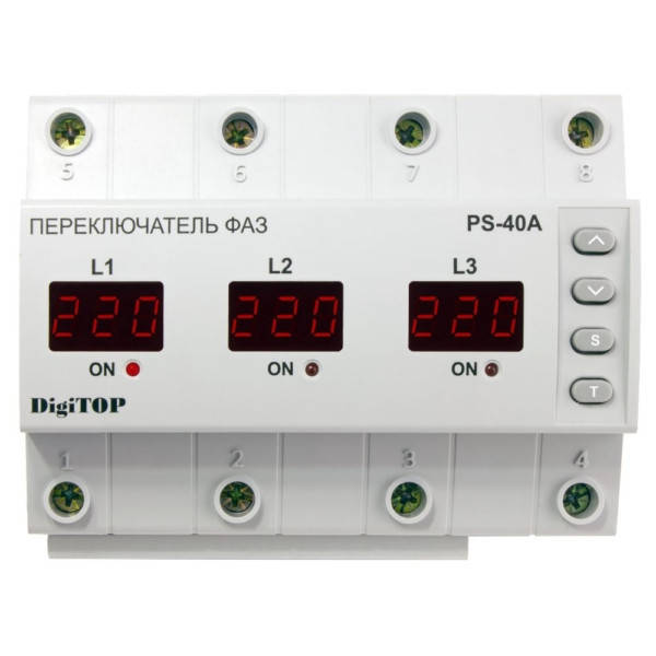 

Перемикач фаз DigiTOP - PS-40A Переключатель фаз PS-40A Digitop