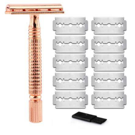 

HAWARD HWR729M Бритвенный станок Бритва классическая со сменными лезвиями. 10 лезвий в комплекте. Цвет МЕДЬ