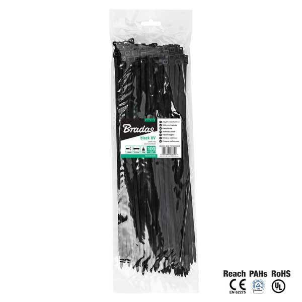 

Стяжки кабельні пластикові 3,6х200мм UVBlack, TS1036200B