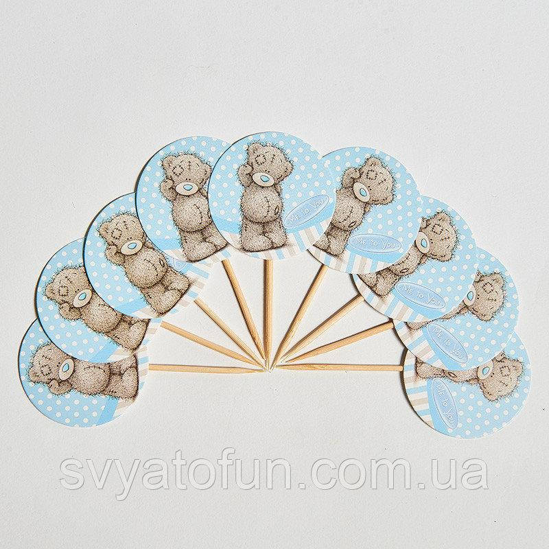 

Топперы для кексов Мишка Тедди для мальчиков 10шт/уп