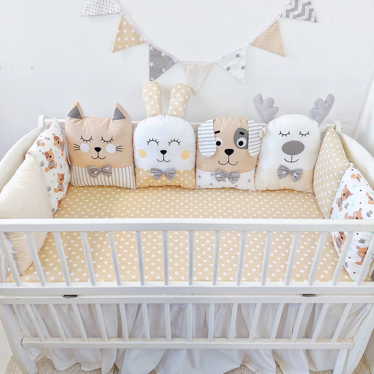 

Бортики подушки звірята в дитяче ліжечко (защита бамперы зверюшки в кроватку)