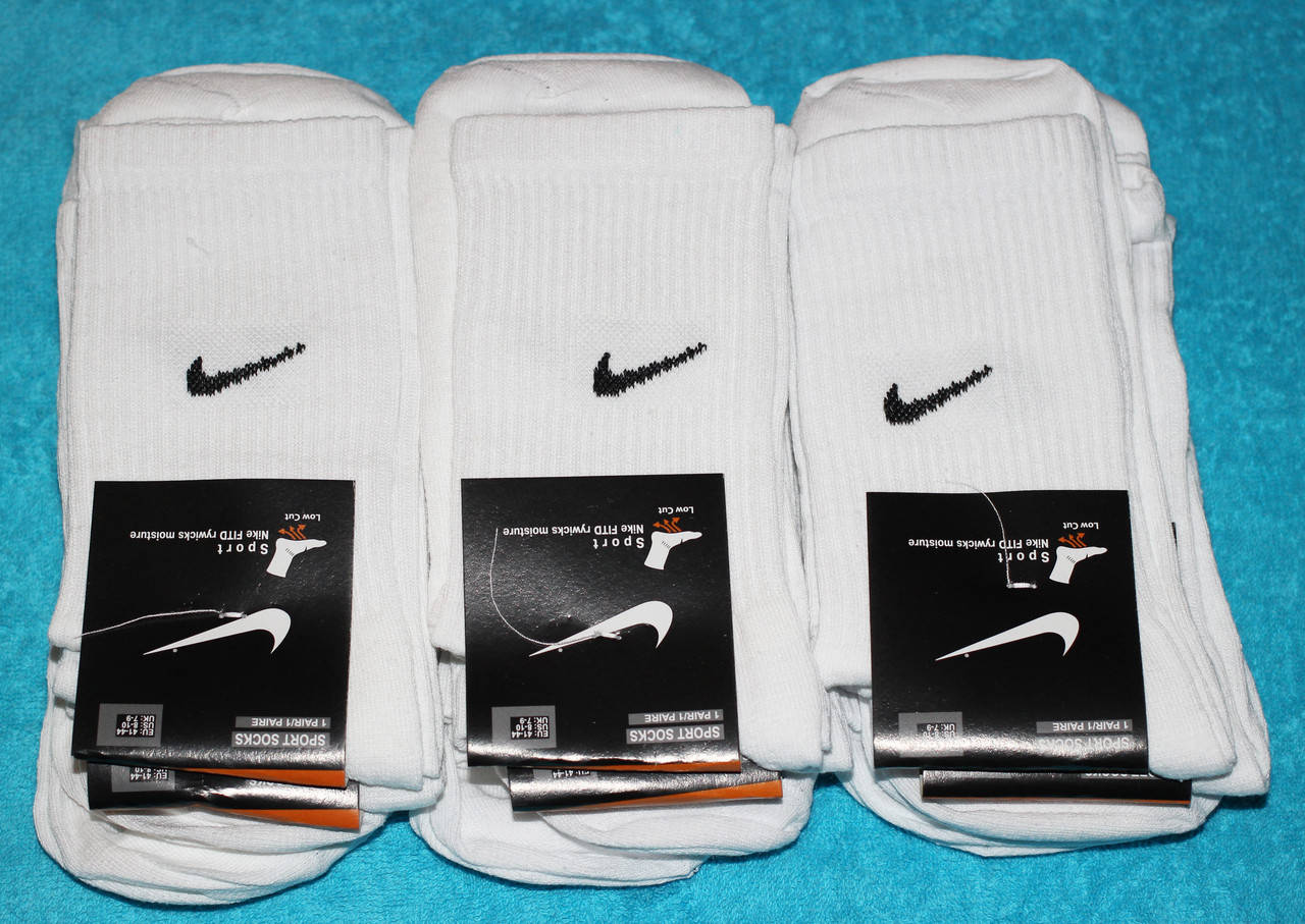 

Носки мужские спортивные в стиле Nike 41-44 размер, высокие, белые. 12 пар.