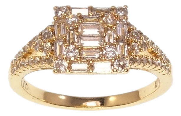 

Кольцо Xuping Позолота 18K "Квадратный Купол Узор с прямоугольными Кристаллами" р.16,17,17.5,18.5