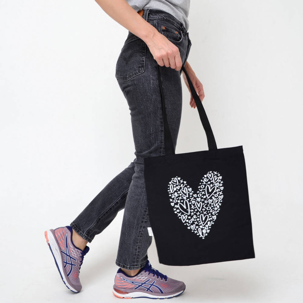 

Экосумка шоппер 4Profi "Серце" диагональ (хлопок) черная 17166