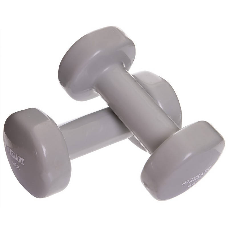 

Гантели для фитнеса с виниловым покрытием Zelart Beauty 2 шт 4 кг серый TA-5225-4