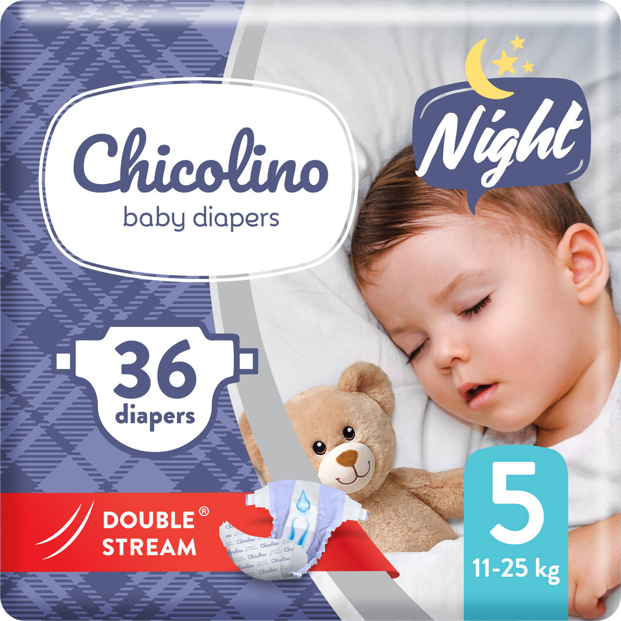 

Chicolino подгузники детские 5 (11-25кг) 36шт NIGHT (Чиколино)