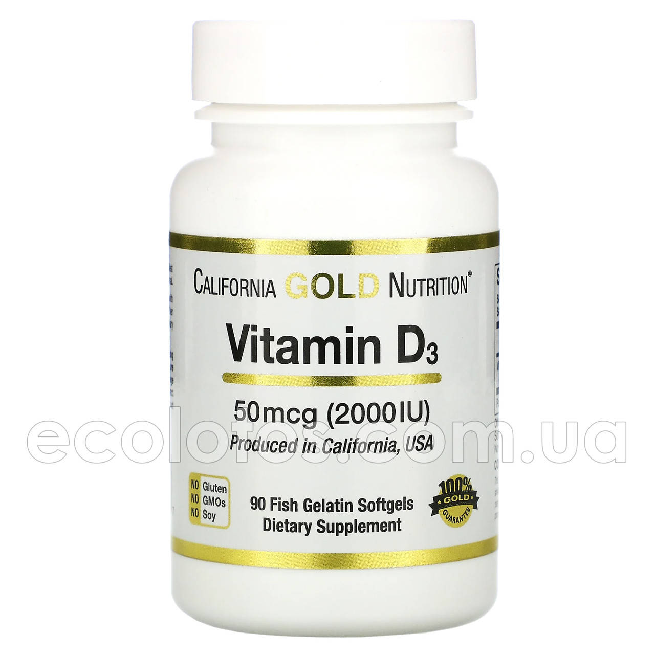 

Витамин D-3 "California Gold Nutrition" 50 мкг (2000 МЕ) 90 капсул