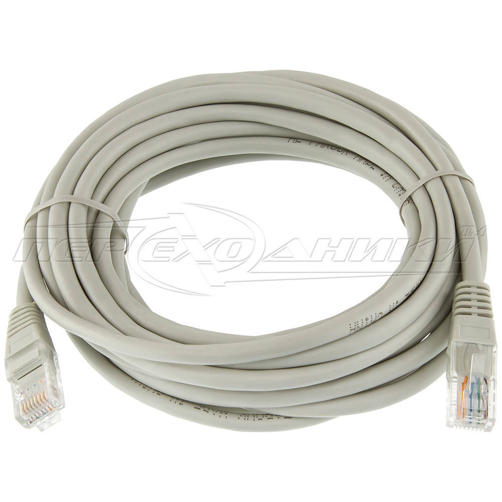 

Патч-корд литой CAT5e UTP, RJ45, биметалл, 5 м, Серый