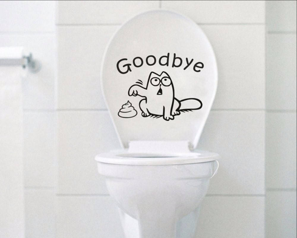 

Виниловая наклейка "Goodbye на унитаз" 17х25см, Белый
