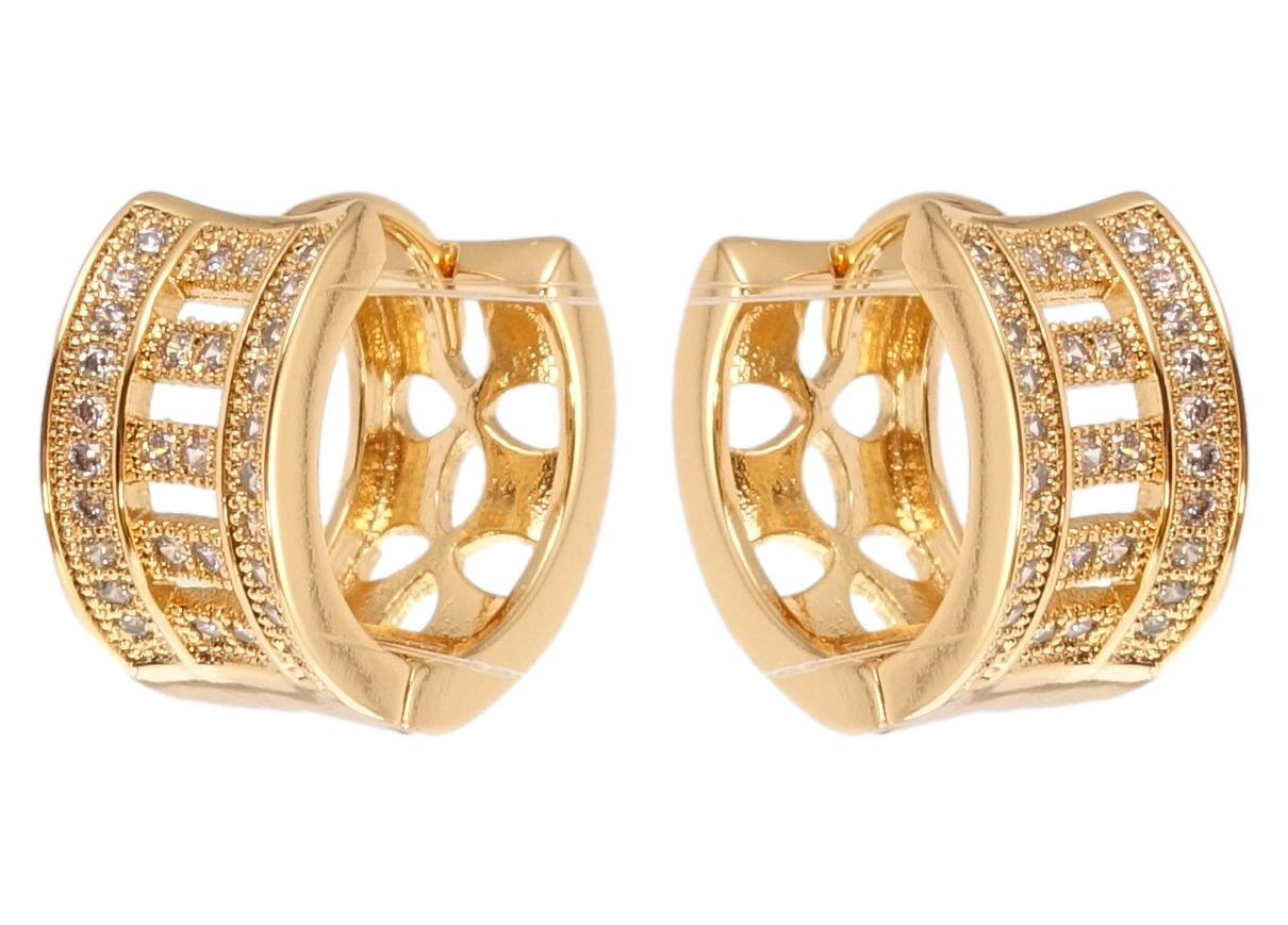 

Серьги Xuping Позолота 18K колечки "Орнамент с цирконием"