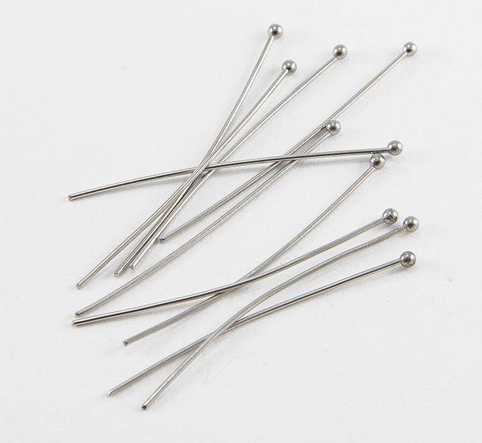 

Пины с шариком 4 см сталь 100 шт бижутерные