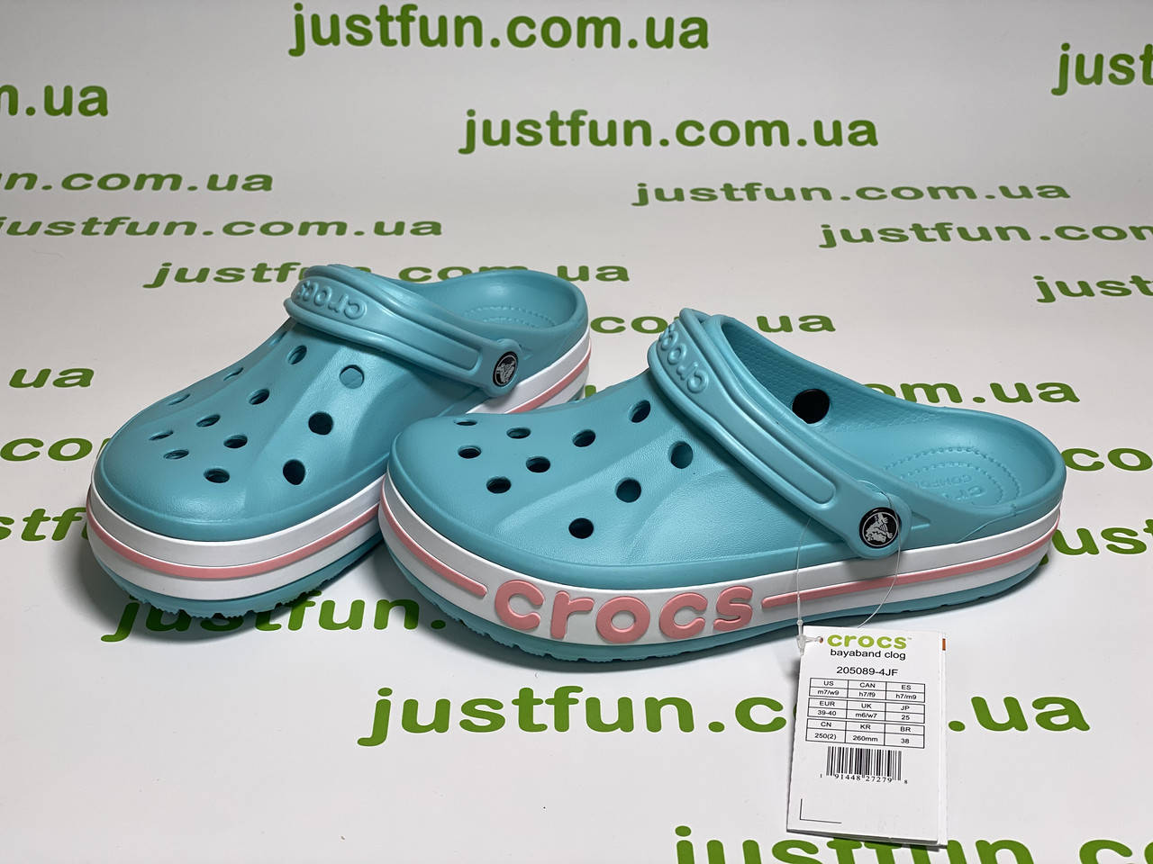 

Crocs Bayaband Ice Blue Melon женские кроксы голубые 38