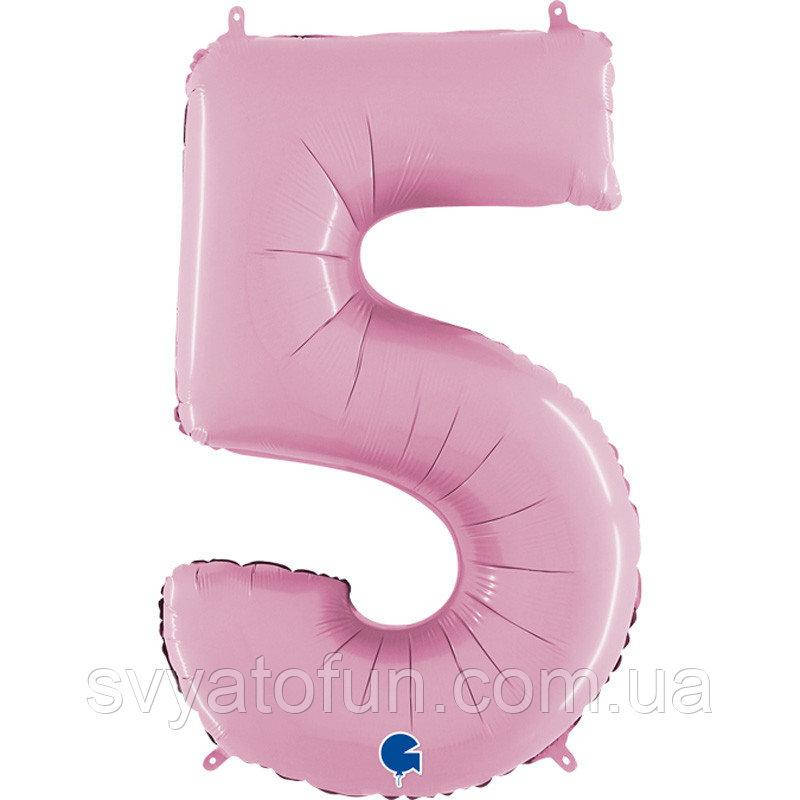

Фольгированный шар-цифра 5 пастель розовый 26" Grabo