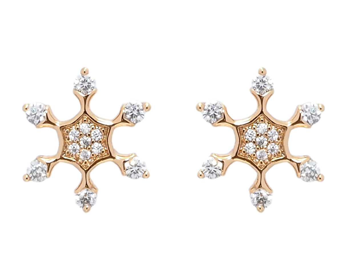 

Серьги XP Позолота 18К гвоздики (пусеты) "Снежинки с цирконием"