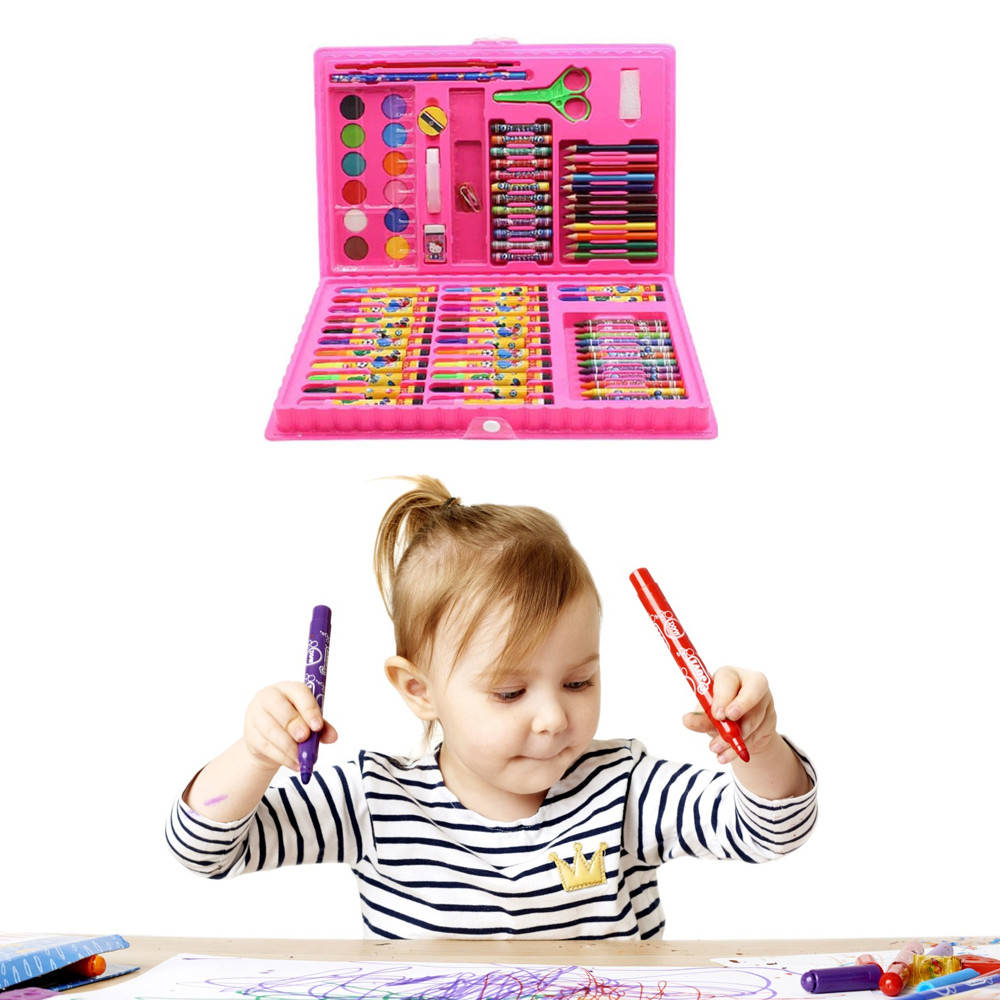 

Детский набор для рисования из 86 предметов / Набор для творчества / Набор для рисования Розовый