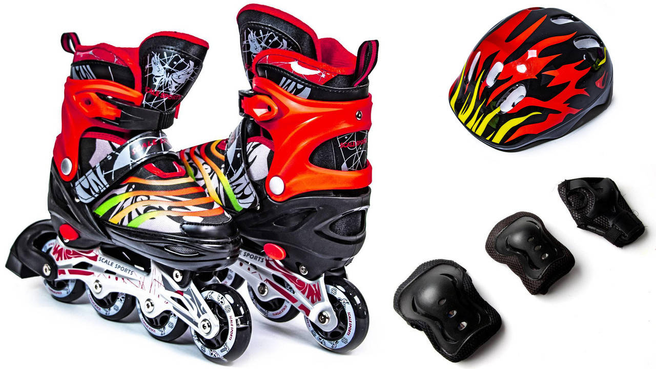 

Детские Ролики + Шлем + Защита Scale Sports Red размер 29-33, Разные цвета