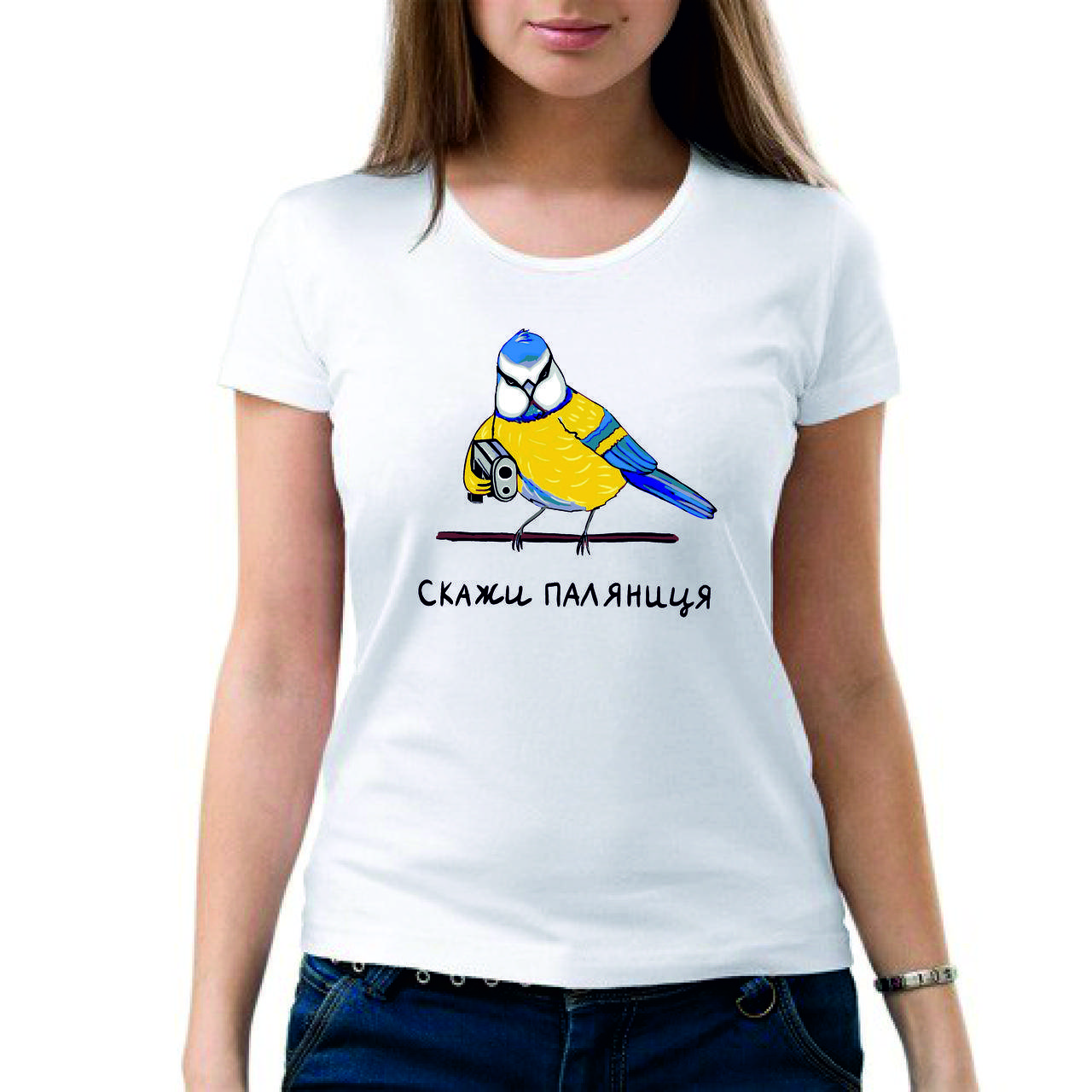

Женская футболка. Печать на футболке. СКАЖИ ПАЛЯНИЦЯ Белый, XL