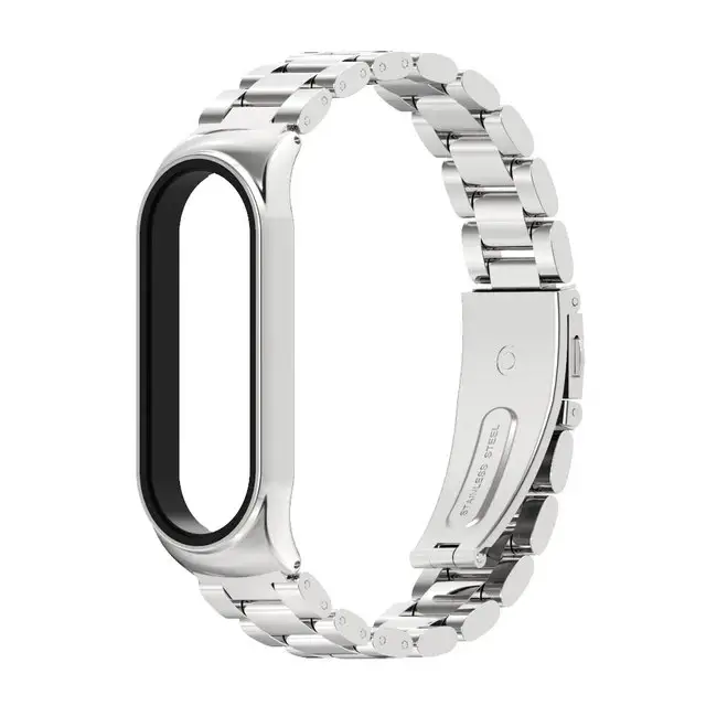 

Металлический браслет Mijobs с литыми звеньями для Xiaomi Mi Band 4/5/6 серебро!
