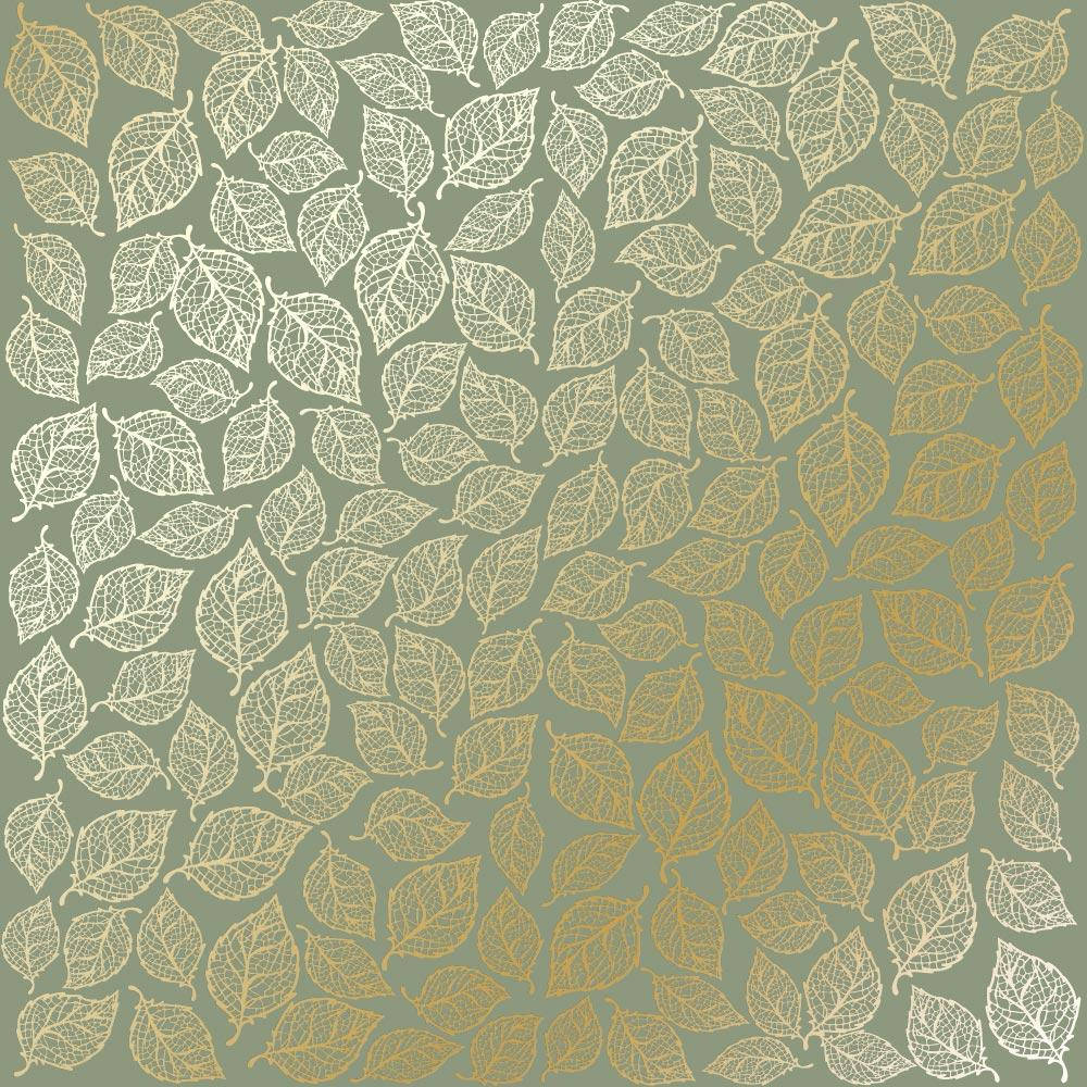 

Папір з фольгуванням - Olive - Golden Leaves mini - Fabrika Decoru - 30x30