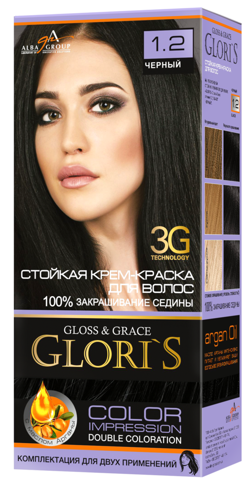 

Краска для волос 1.2 Черный, Gloris