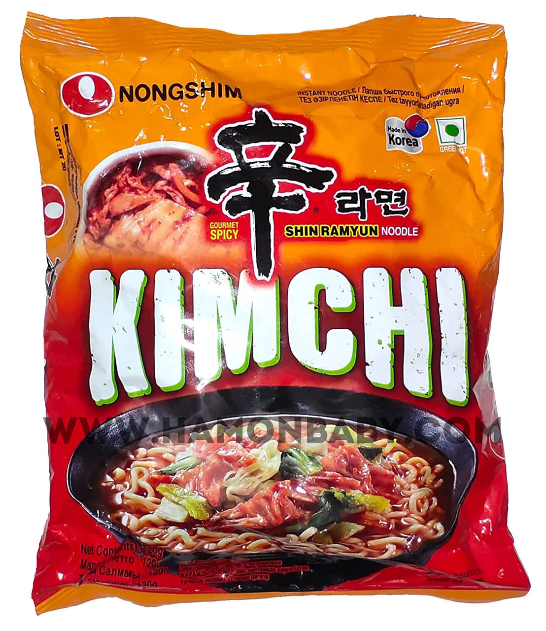 

Лапша рамен Кимчи, 120 г, ТМ Nongshim, Южная Корея