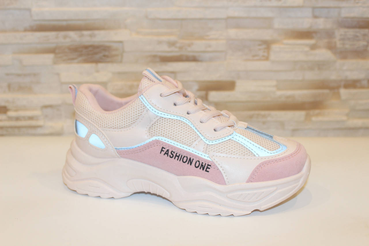 

Кроссовки женские пудровые с сеточкой Т1055, Пудра