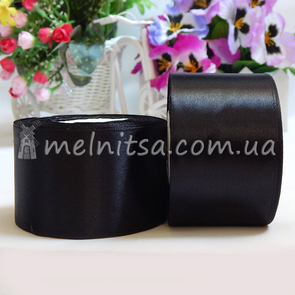 

Атласная лента 5 см, №39 черная