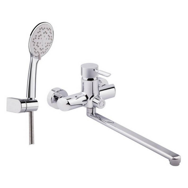 

Смеситель/кран для ванны QTap Elit СRM 005 NEW однорычажный латунный хром с длинным изливом и душем