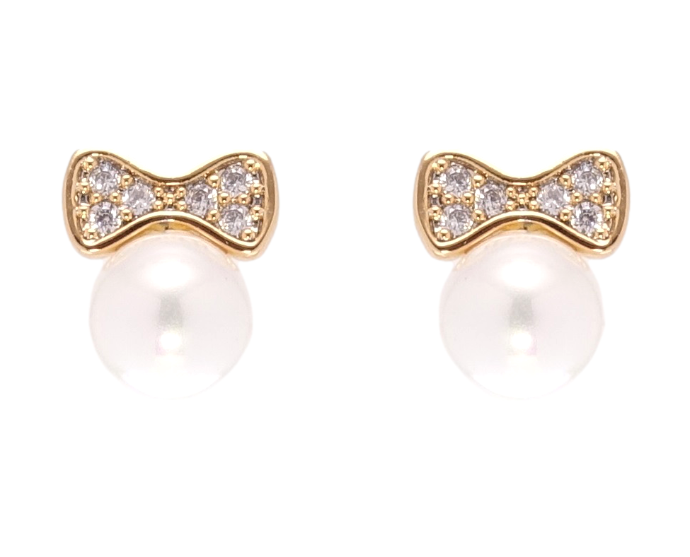 

Серьги Xuping Позолота 18K гвоздики (пусеты) "Жемчужины с бантами"