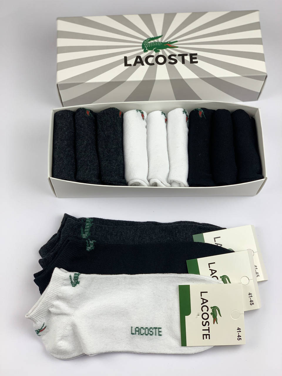 

Мужские носки Lacoste 9 пар (41-46) Лакост коробка в подарок