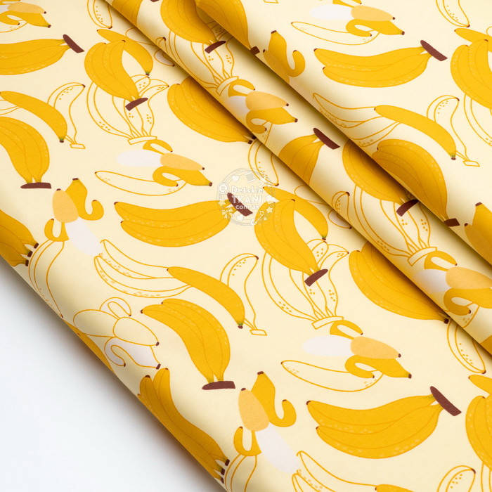 

Сатин "Большие бананы" на светло-жёлтом, №4126с, Желтый