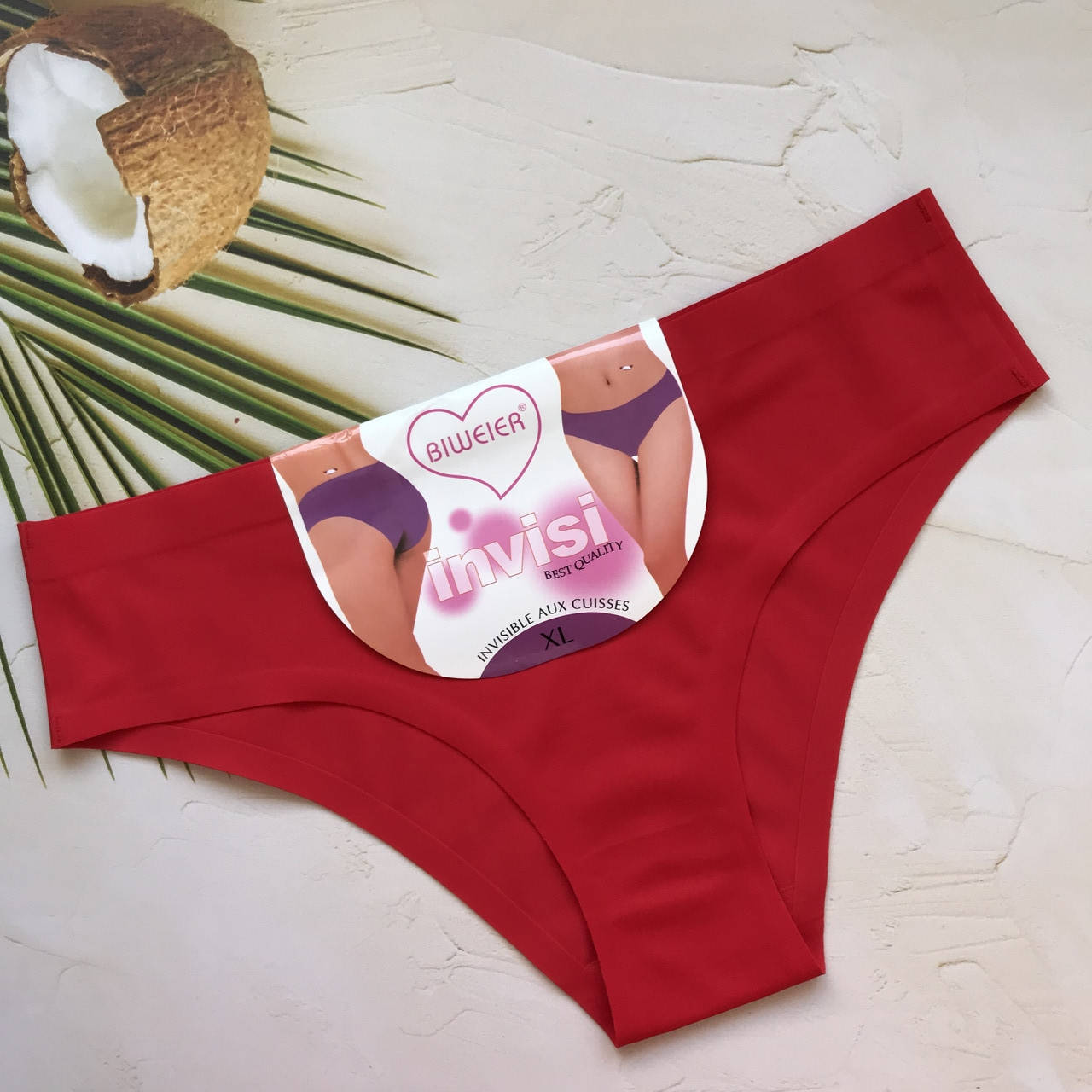 

Женские бесшовные трусики с запаянными краями (44-46-48) 46, Красный