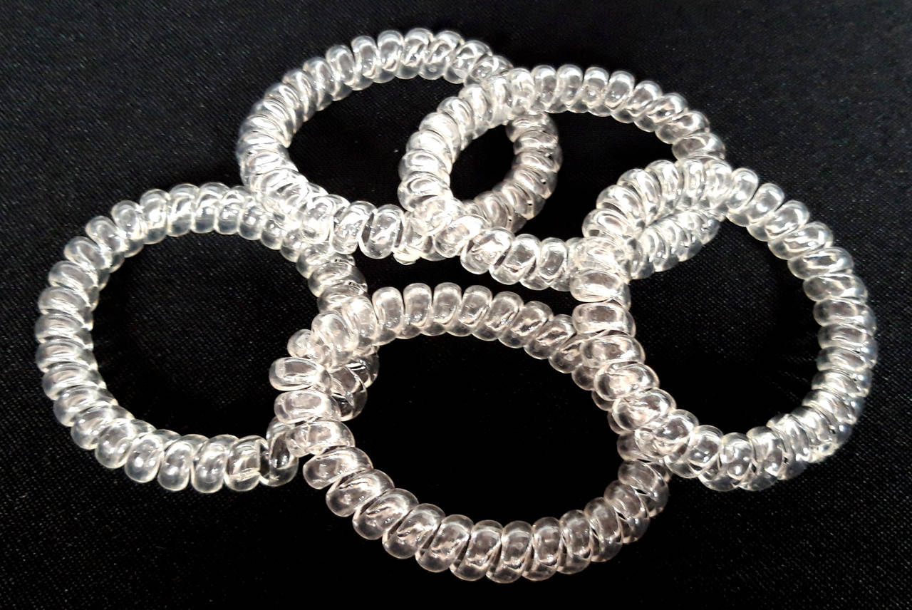 

Резинки пружинки для волос Fashion 5 шт большие 6 см, прозразные, Серый