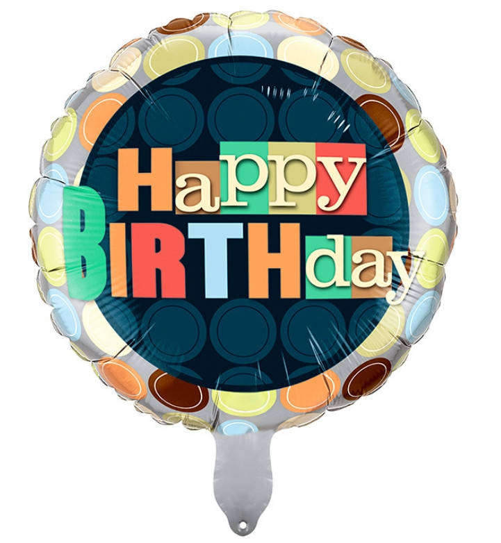 

Шар фольгированный круглый Happy Birthday круги (Китай)