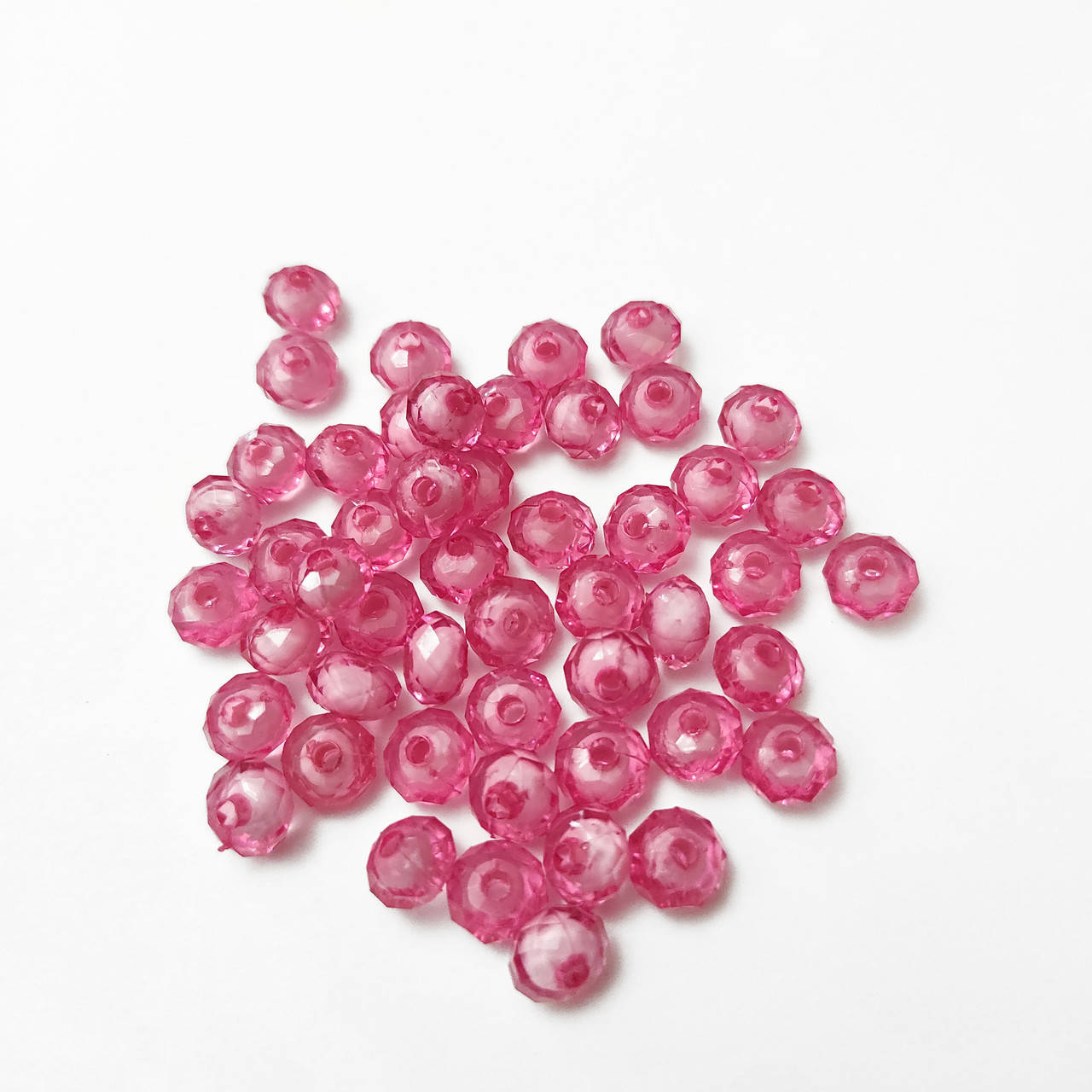 

Бусины акрил Рондель с белой серединой ярко розовые 0,8 см Набор 50 шт