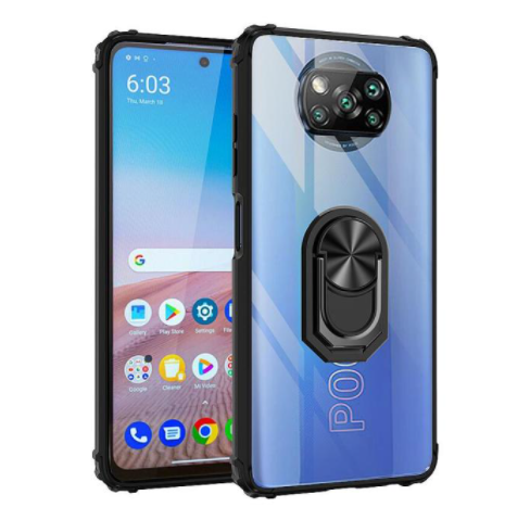 

TPU+PC Чехол Swift Ring для Xiaomi Poco X3 NFC противоударный (Разные цвета) Черный
