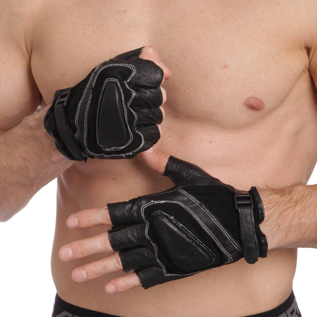 

Перчатки спортивные SP-Sport WorkOut BC-161 для зала кожаные чёрные