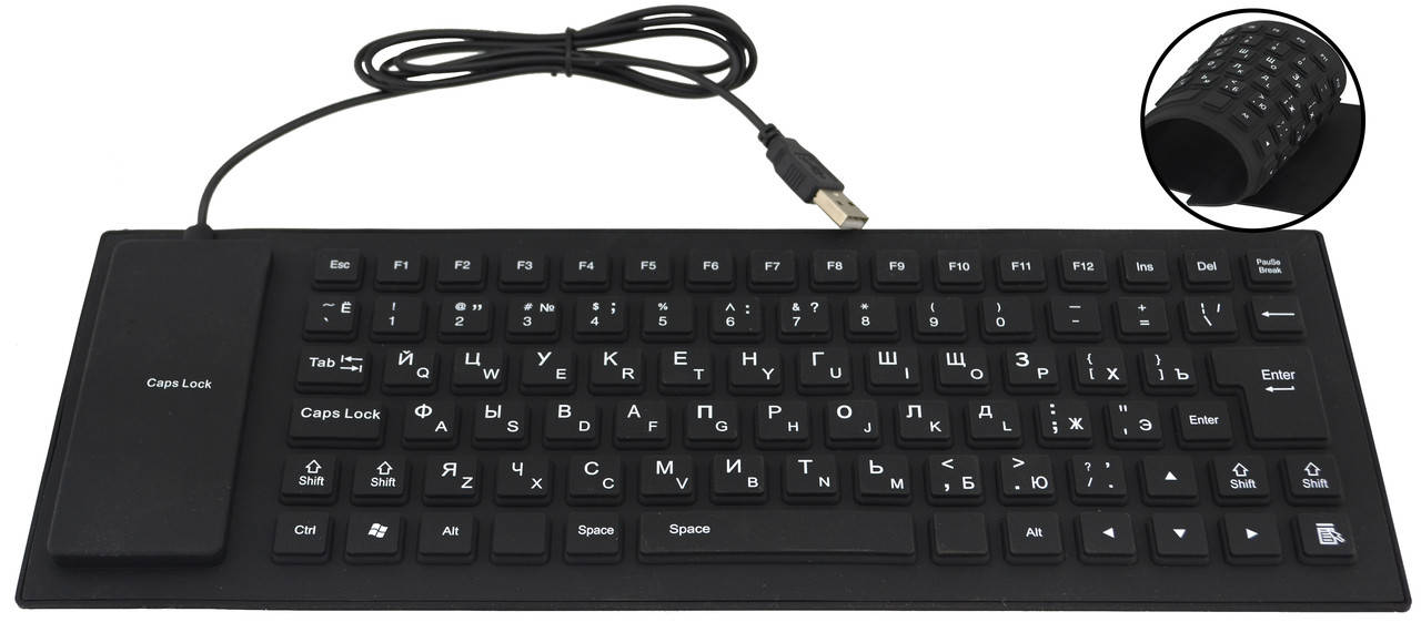 

Гибка силиконовая клавиатура USB UKC X3 Black (6966), Черный