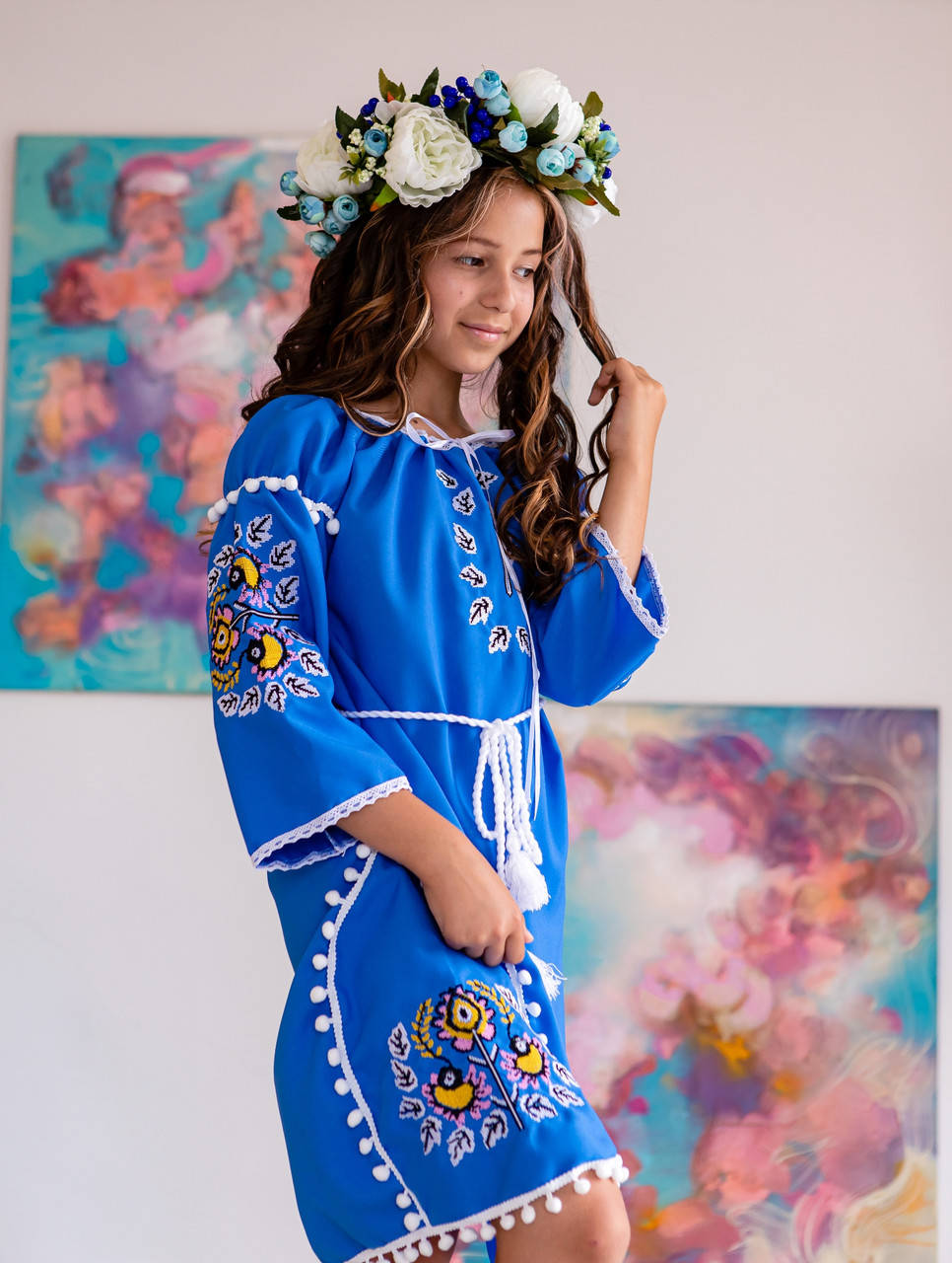 

Плаття для дівчинки Оберіг блакитне 122