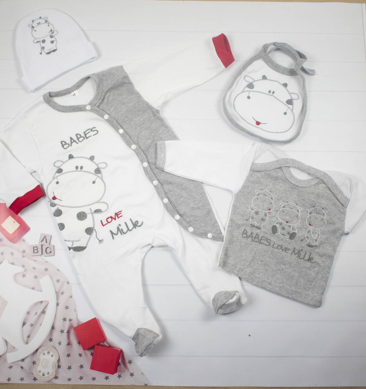 

Комплект для новородженного 4 предмета белый MILK 74-80 см