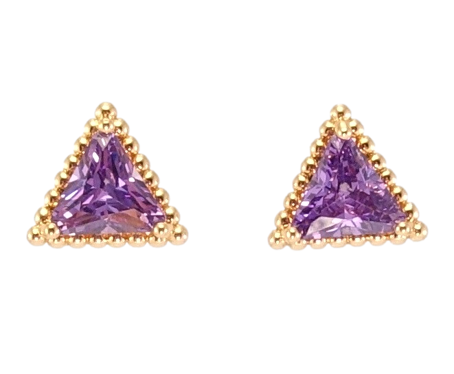 

Серьги Xuping Позолота 18K гвоздики (пусеты) "Сиреневые кристальные треугольники"