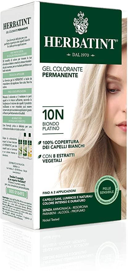 

Краска для волос Herbatint - платиновый блонд 10N, Перманентная краска-гель для волос
