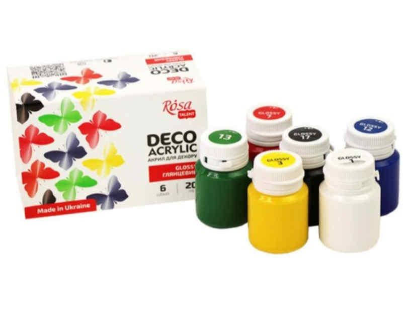 

Набор акриловых красок Rosa Talent для декора Глянцевый 6 цветов по 20 мл